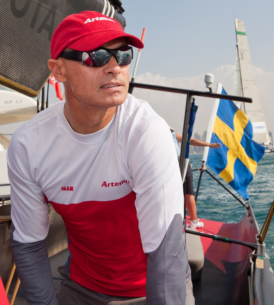 Torbjorn Tornqvist joined the race crew during RR2. Artemis Racing (SWE) vs. Mascalzone Latino Audi Team (ITA). Dubai, United Arab Emirates, November 22nd 2010. Louis Vuitton Trophy  Dubai (12 - 27 November 2010) © Sander van der Borch / Artemis Racin © Sander van der Borch / Artemis Racing http://www.sandervanderborch.com