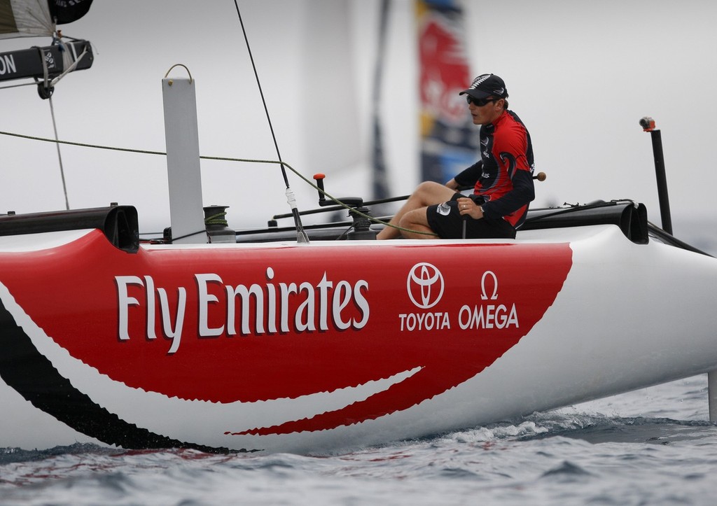 Dean Barker, skipper of Emirates Team New Zealand, takes the helm of an Extreme 40 for the first time on day 1 of the Extreme Sailing Series™ Almeria. photo copyright Paul Wyeth / OC Events taken at  and featuring the  class
