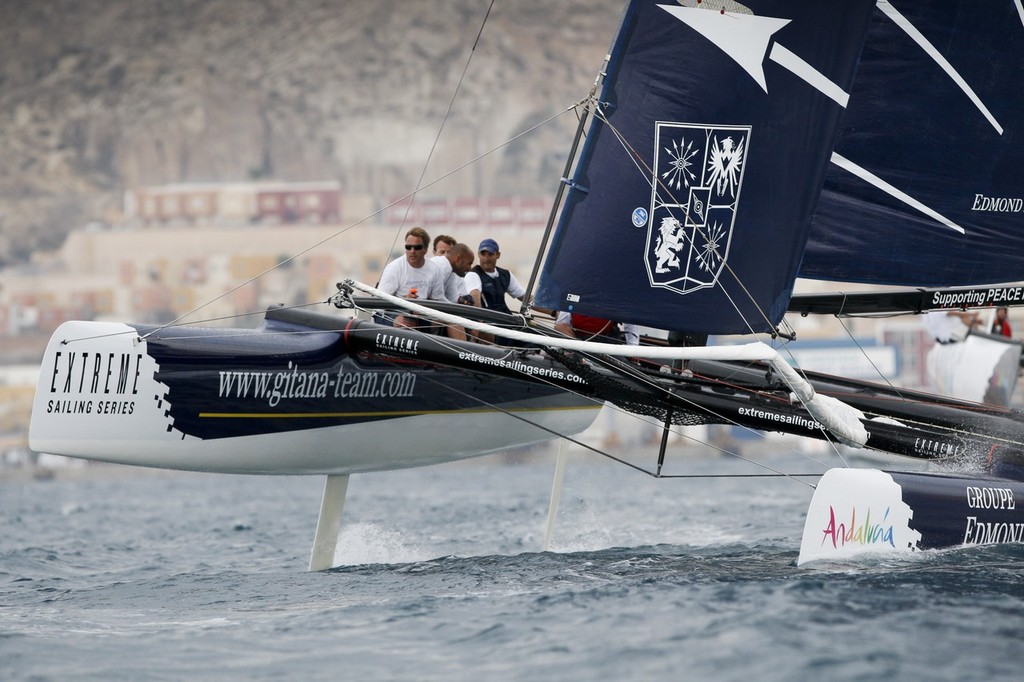 Groupe Edmond de Rothschild on Day 1 of the Extreme Sailing Series in Almeria © Paul Wyeth / OC Events