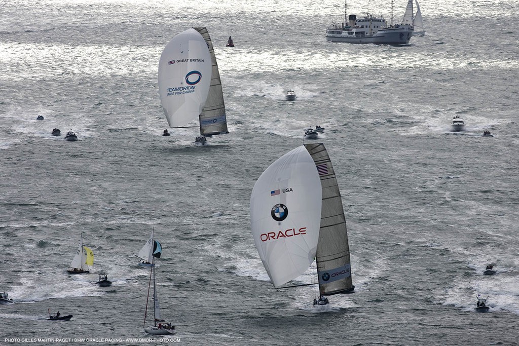 Cowes (UK, IOW) - The 1851 Cup -  BMW ORACLE Racing - Day 2<br />
 © BMW Oracle Racing Photo Gilles Martin-Raget http://www.bmworacleracing.com