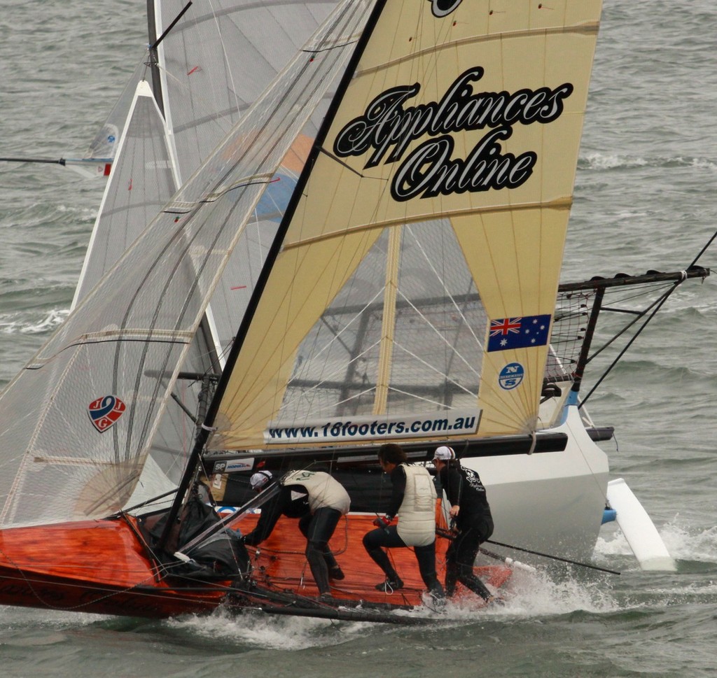 Day 5: 18fters in San Francisco: The skiffs collide  © Rich Roberts http://www.UnderTheSunPhotos.com