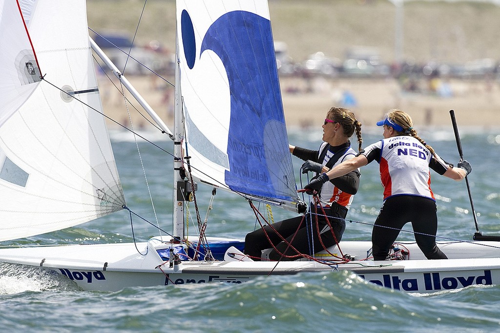 NED Lisa Westerhof and Lobke Berkhout during the medal race. - Delta Lloyd 470 World Championships, The Hague, Netherlands ©  Richard Langdon http://www.oceanimages.co.uk