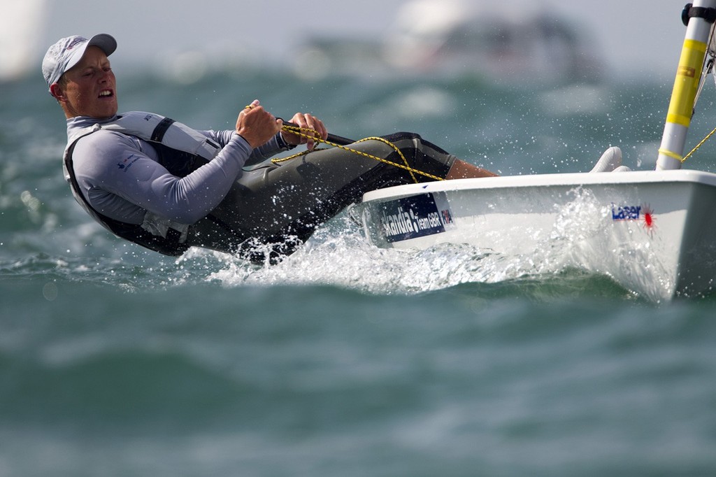 Nick Thompson, GBR, finishing 2nd overall. - Laser Worlds, Hayling Island, UK ©  Richard Langdon http://www.oceanimages.co.uk