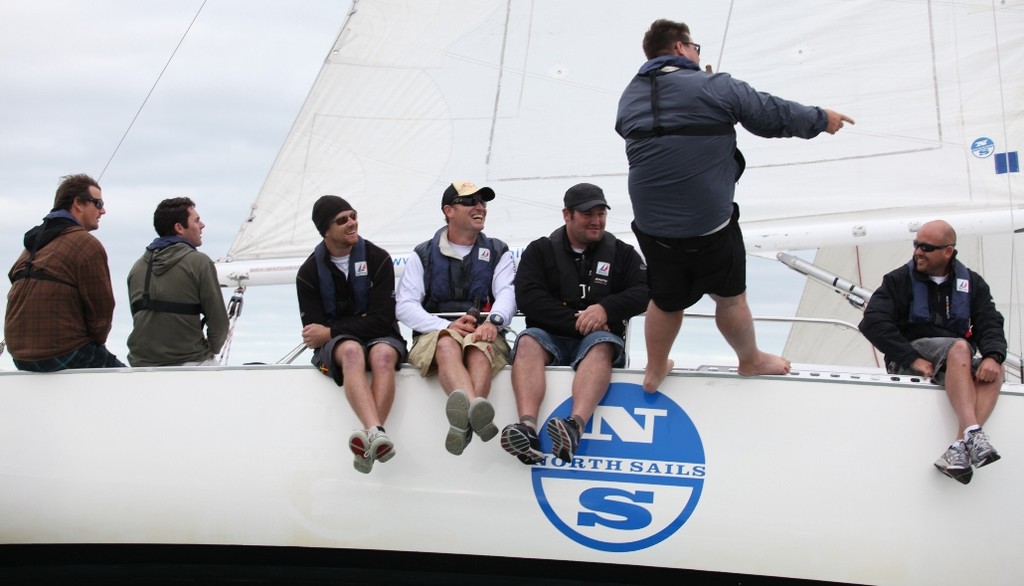 Josh Tucker keeps the North Sails team amused - 2010 NZ Marine Industry Sailing Challenge photo copyright Trish Macky taken at  and featuring the  class