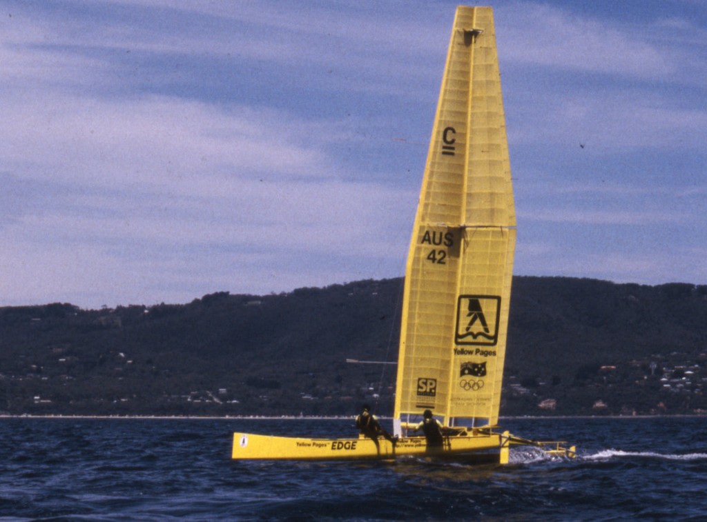 A two element wingsail in action in the 1996 Little America&rsquo;s Cup, Melbourne photo copyright Richard Gladwell www.photosport.co.nz taken at  and featuring the  class