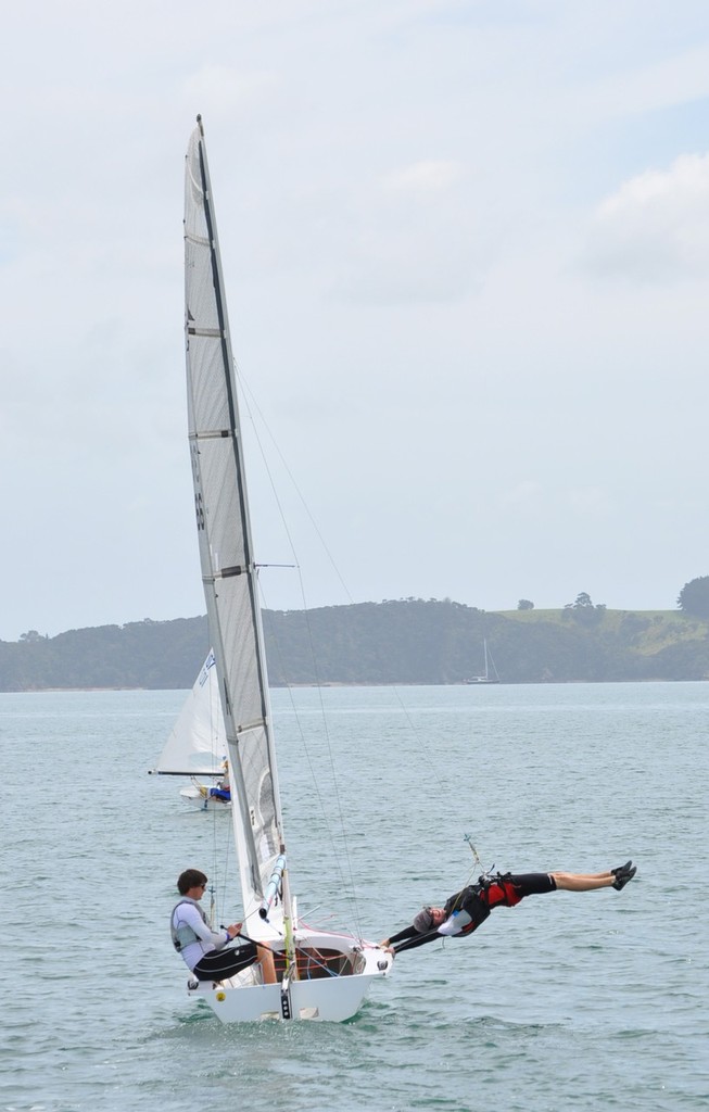 Andrew Clarke and Michael Cate on Clamp Products celebrating another good race by finishing upside down - HARKEN Labour Weekend Regatta 2010 © Rosie Reid