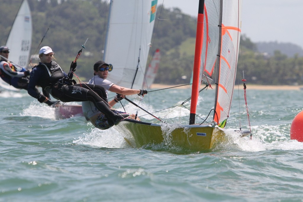 Viv Haydon from Townsville and Alex Kerr from Airlie Beach sailing a 29er. - Zhik Mission Beach Sailing Regatta © Tom Orr