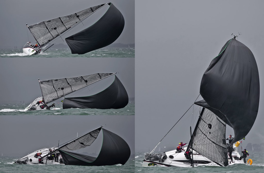 Gettin’ a bit frisky out on the Solent for the last race of the Rolex Commodores’ Cup 2010.  Realax, Sail No: FRA 21706, Team: FRA Red, Class: 3, Skipper: François Blossier, Design: A 35 - Rolex Commodores’ Cup 2010 ©  Rolex/ Kurt Arrigo http://www.regattanews.com
