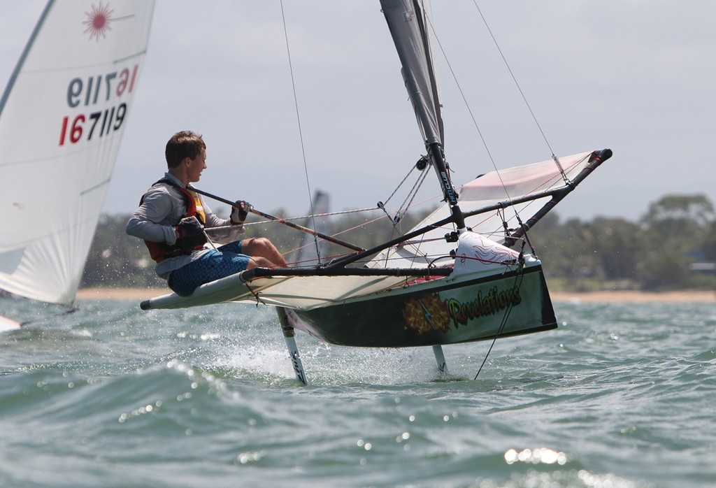 Justin Spillman from Cairns sailing his Moth 