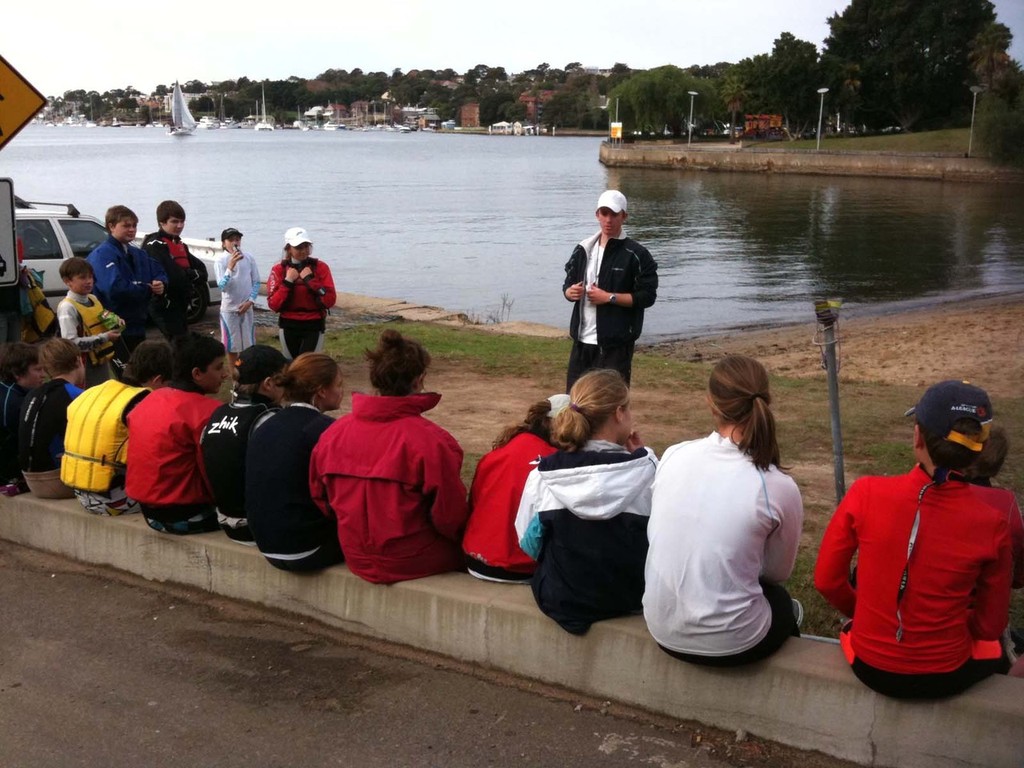 Andrew Chapman at the DSC with the F11 kids - Winter Training Program YNSW © David Price