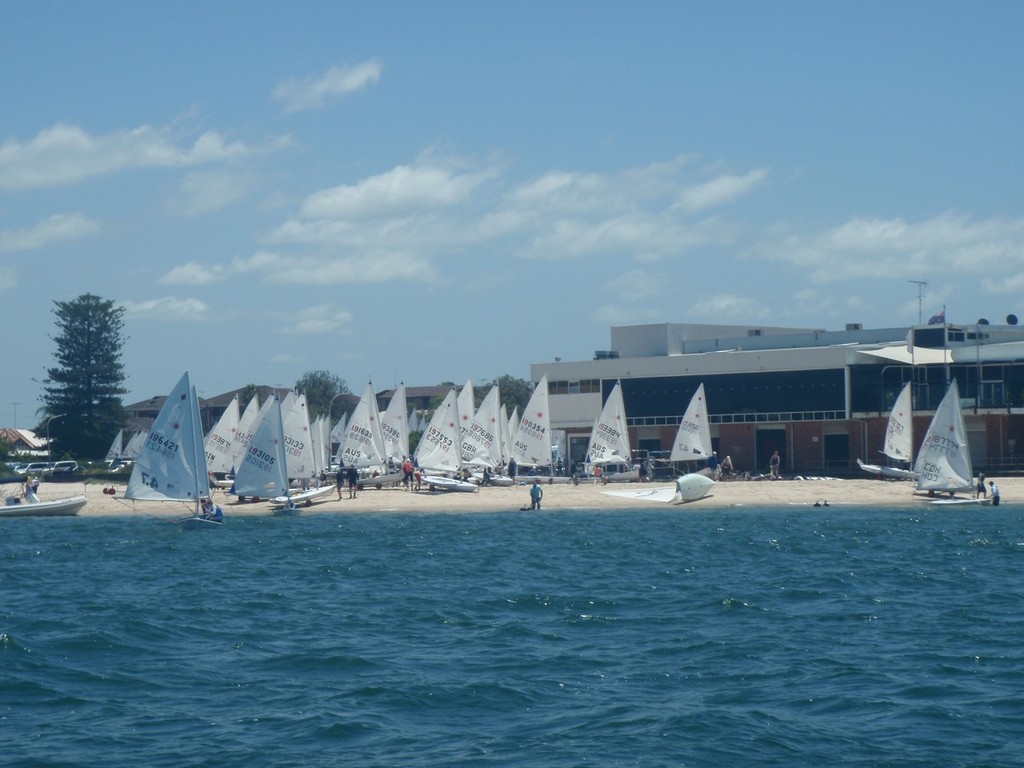 Lasers getting ready to leave the beach for racing - 2011 Australian Laser Championship © ALCA Media