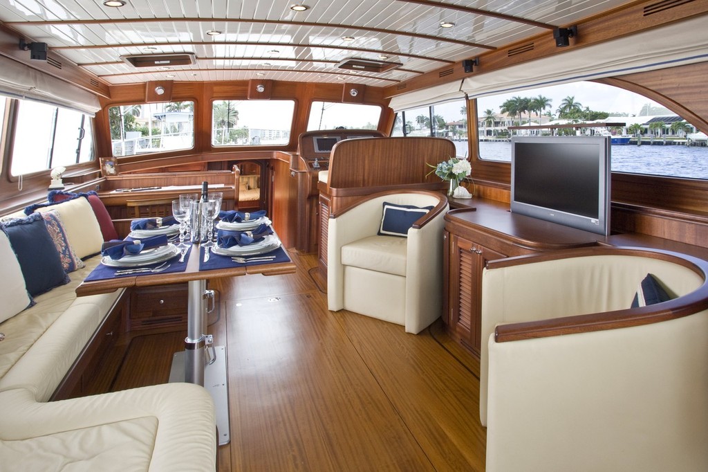 Magnificently appointed salon aboard the Vicem 58 Classic would impress the most discerning visitor.  © Vicem Yachts