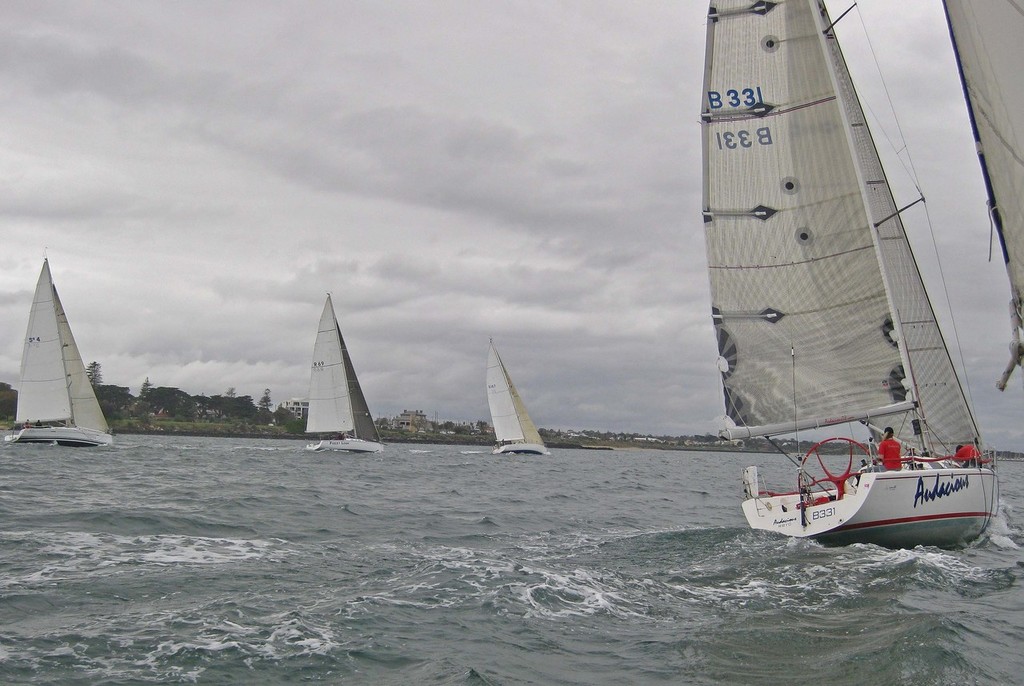 The fleets heads South on the first leg. - ORCV Melbourne Two Handed ©  John Curnow
