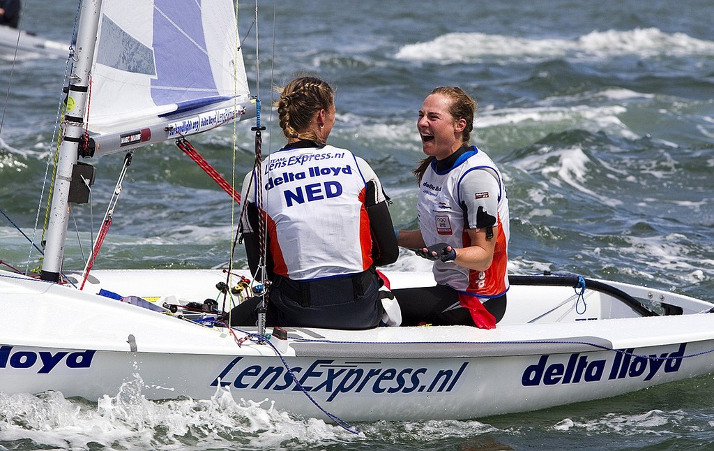 NED Lisa Westerhof and Lobke Berkhout finishing 1st overall - Delta Lloyd 470 World Championships, The Hague, Netherlands ©  Richard Langdon http://www.oceanimages.co.uk