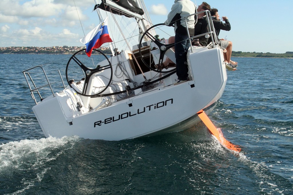 Elan 350 Tracking on her chined hull photo copyright Gael Moldan taken at  and featuring the  class