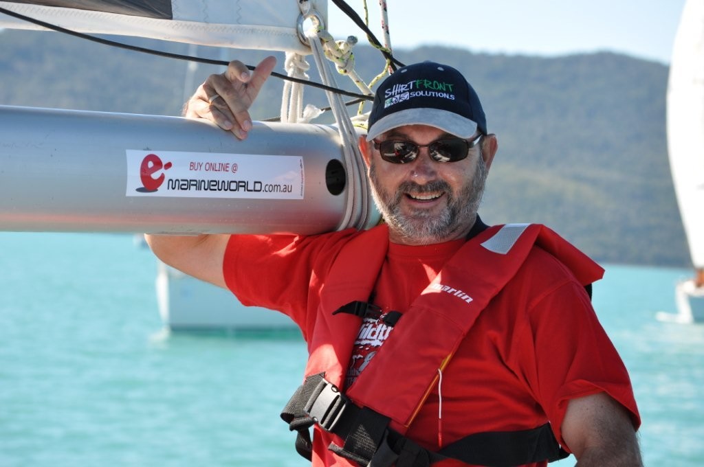 Keith Roberts loves his sponsor. - Airlie Beach Race Week © e-marineworld Reiger
