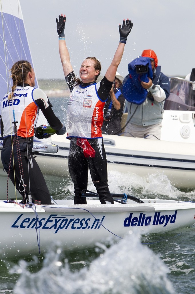 NED Lisa Westerhof and Lobke Berkhout finishing 1st overall - Delta Lloyd 470 World Championships, The Hague, Netherlands ©  Richard Langdon http://www.oceanimages.co.uk