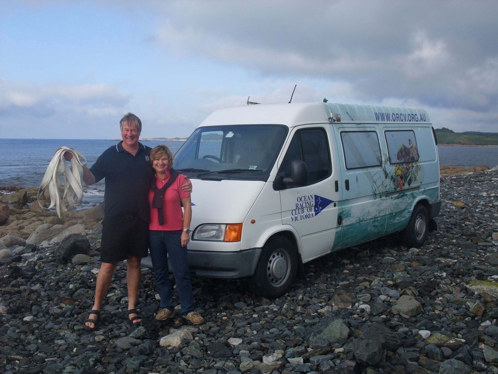 KIBC Commodore John Hiscock with the ORCV’s Sally Williams - Melbourne to King Island ©  John Curnow