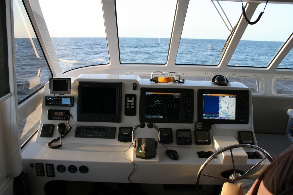 ``Bathursts`` sophisticated yet user friendly electronics and helm station photo copyright Lorma Brady taken at  and featuring the  class