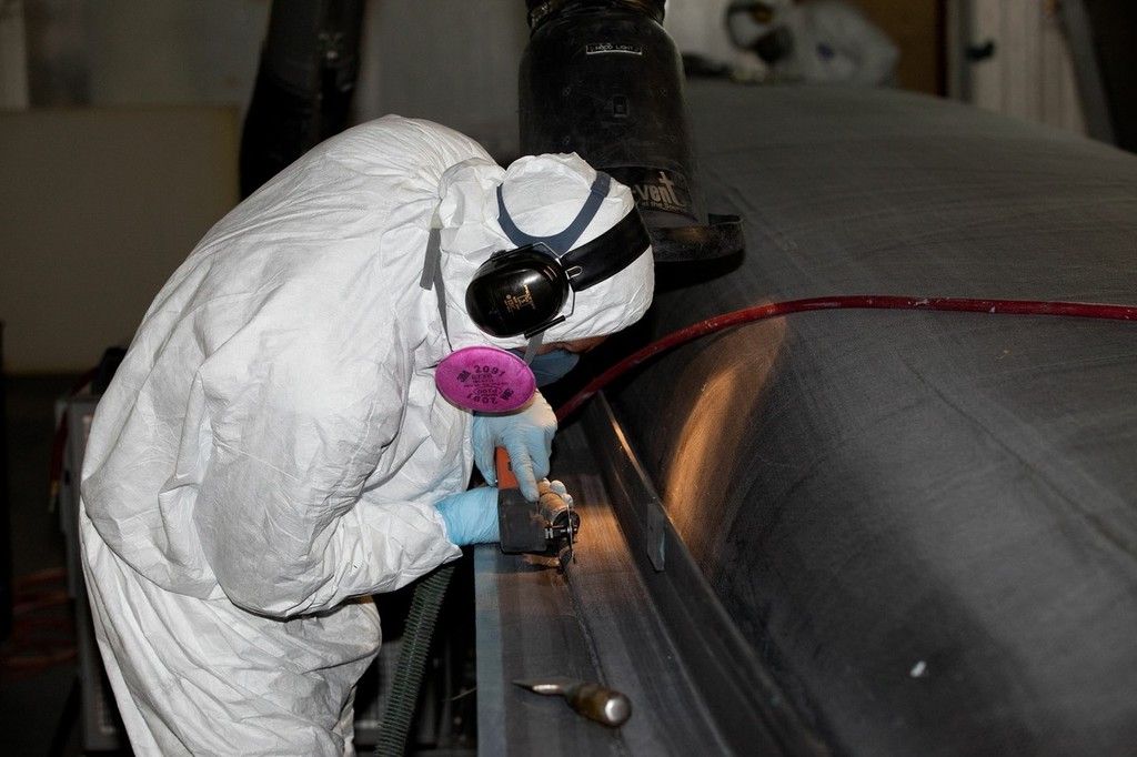 Cutting a male mould free - AC 45 Warkworth - 20 October 2010 &copy; Ivor Wilkins/www.americascup.com www.americascup.com