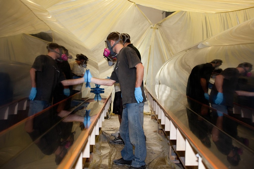 Mould polishing - AC 45 Warkworth - 20 October 2010 &copy; Ivor Wilkins/www.americascup.com www.americascup.com