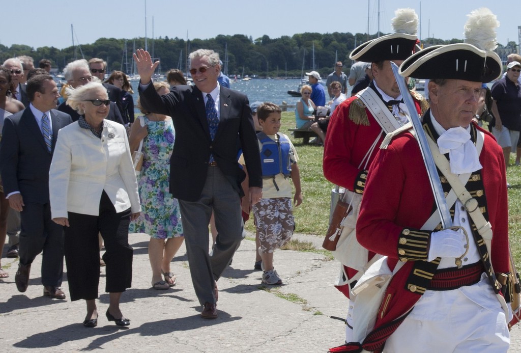 America&rsquo;s Cup in Newport
BMW Oracle presentation
Donald L. Carcieri, Governor of Rhode island arrives with his wife and representatives from City, State and the Team BMW Oracle at Fort Adams photo copyright Daniel Forster http://www.DanielForster.com taken at  and featuring the  class