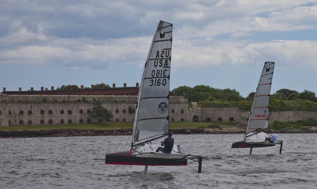 America's Cup in Newport
Sail Newport's America's Cup
Luncheon
Two Moths off Fort Adams during the Luncheon.
The new America's Cup class?? photo copyright Daniel Forster http://www.DanielForster.com taken at  and featuring the  class