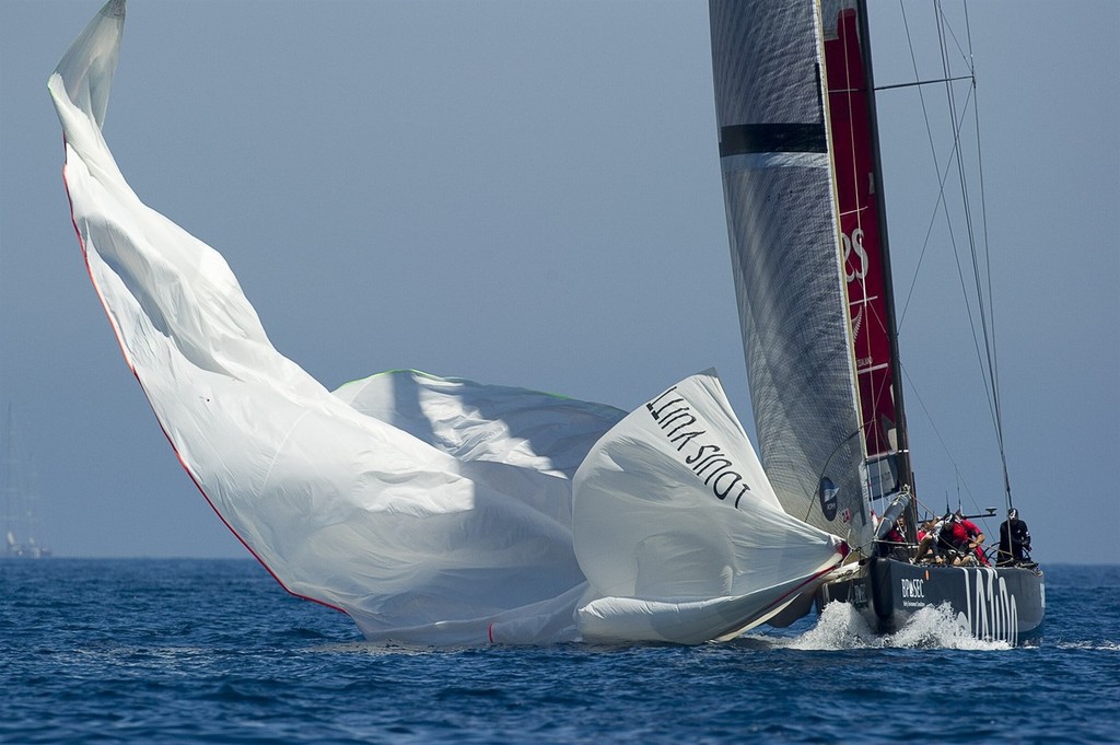 Emirates Team New Zealand race Synergy (RUS) in the finals. Louis Vuitton Trophy. La Maddalena, Sardinia, Italy. 6/6/2010 © Chris Cameron/ETNZ http://www.chriscameron.co.nz