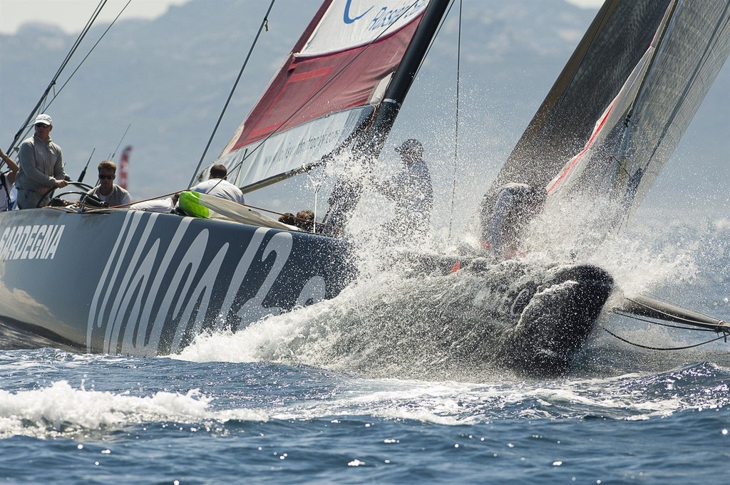 Synergy (RUS) race Emirates Team New Zealand in the finals. Louis Vuitton Trophy. La Maddalena, Sardinia, Italy. 6/6/2010 © Chris Cameron/ETNZ http://www.chriscameron.co.nz