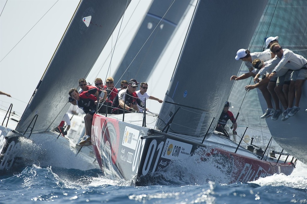 Emirates Team New Zealand approaches the top mark in race one. Trofeo Caja Mediterraneo region de Murcia, Audi medCup regatta. 25/8/2010 photo copyright Chris Cameron/ETNZ http://www.chriscameron.co.nz taken at  and featuring the  class