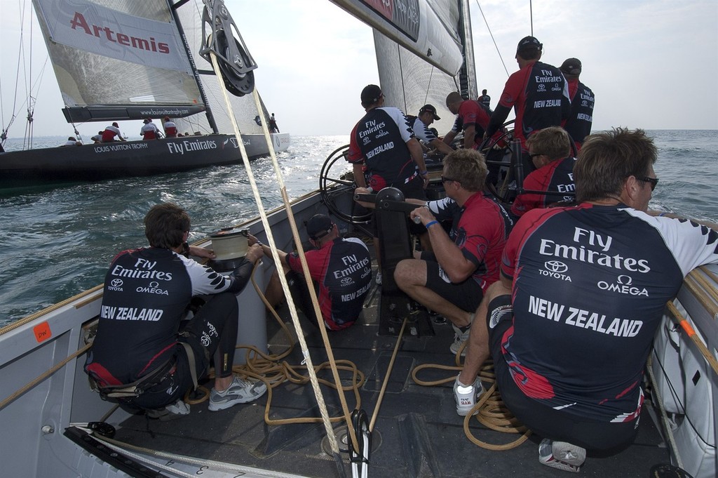 Emirates Team New Zealand have a two hour official practice session with Artemis (SWE)  © Chris Cameron/ETNZ http://www.chriscameron.co.nz