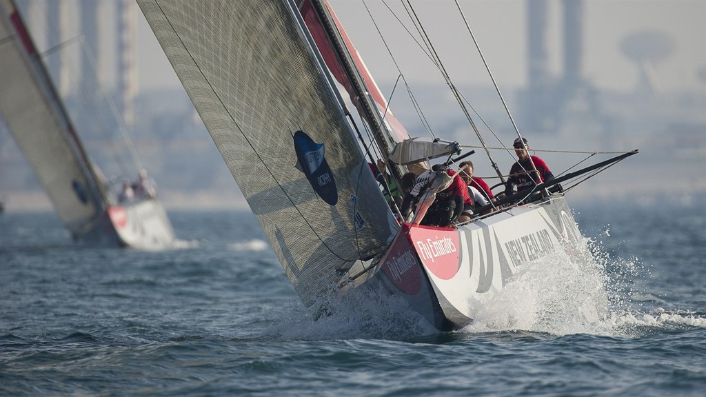 Emirates Team New Zealand with a healthy lead over BMW Oracle Racing in the second final of the Louis Vuiton Trophy Dubai. 27/11/2010 photo copyright Chris Cameron/ETNZ http://www.chriscameron.co.nz taken at  and featuring the  class