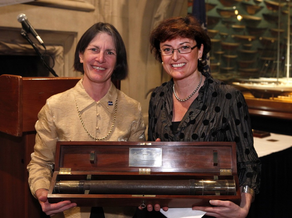 The Cruising Club of America’s 2009 Rod Stephens Award for Outstanding Seamanship for was awarded to Maurice and Sophie Conti by CCA Commodore Sheila McCurdy (left) to Kristy Graham, Deputy Permanent Representative of the New Zealand Permanent Mission to the United Nations at Ministry of Foreign Affairs and Trade, who accepted on behalf of the Contis who were unable to attend. - Cruising Club of America’s Annual Awards presented in New York City 2010 (Photo: Dan Nerney) © Dan Nerney 