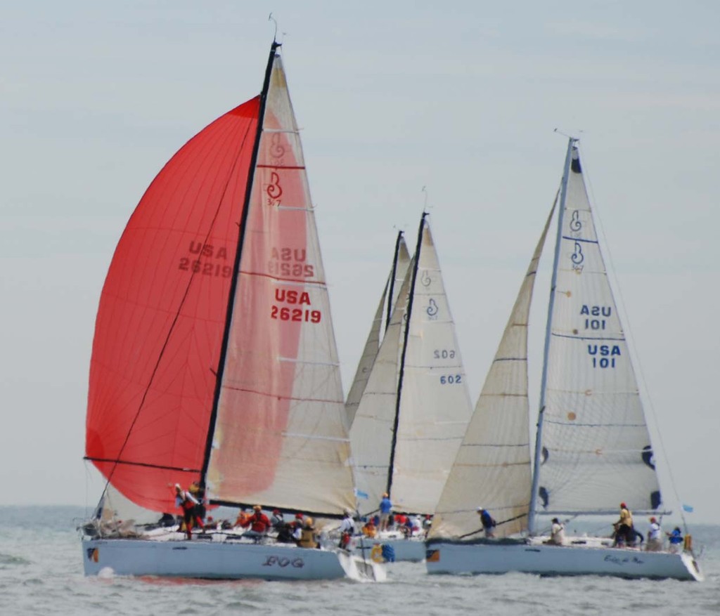 Beneteau 36.7 fleet heading north on port tack towards Mackinac. © Event Media