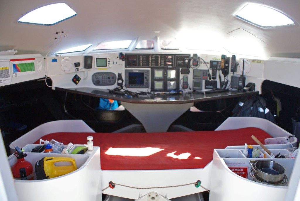 Navigation and off watch sleep area - the seat/berth adjusts for heel angle: O Canada - Open 60, Auckland April 2010 © Richard Gladwell www.photosport.co.nz
