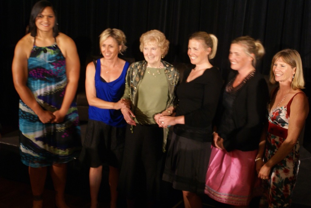 The Golden Girls from left 6ft 4`` Valerie Vili towers over Sarah Ulmer, Yvette Williams, Georgina and Caroline Evers-Swindell, and Barbara Kendall photo copyright Richard Gladwell www.photosport.co.nz taken at  and featuring the  class