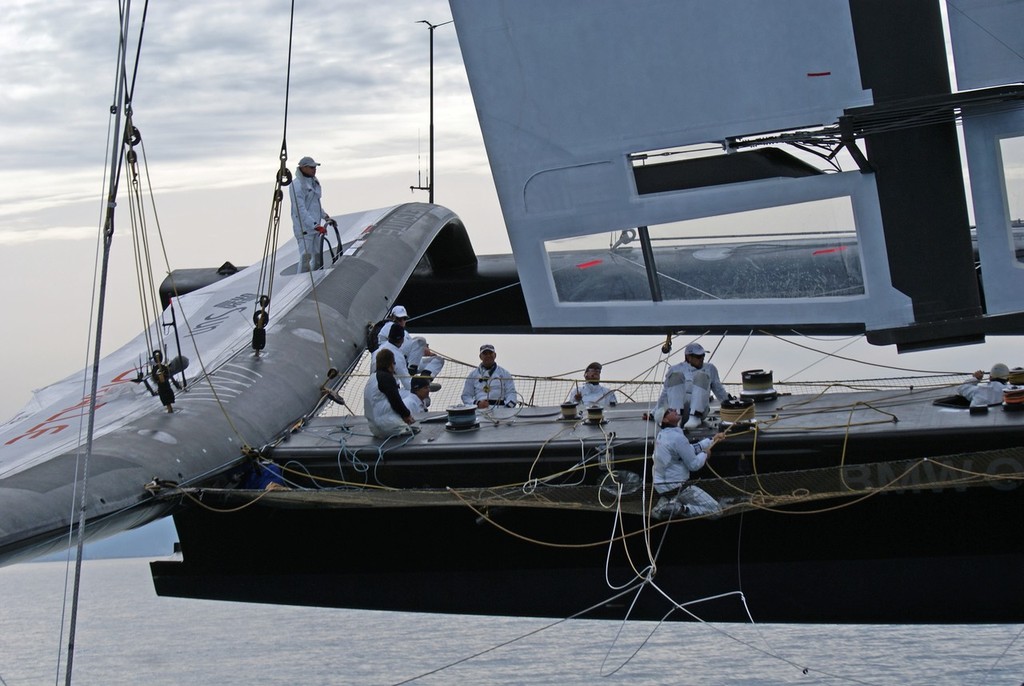 The addition of an engine and redundancy of grinders, made for much faster trimming on the wingsail © SW