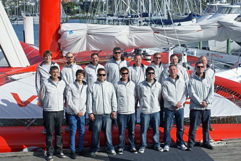 TeamVodafoneSailing&rsquo;s crew line up at the TVS Launch - 19 August 2010 &copy; Richard Gladwell www.photosport.co.nz
