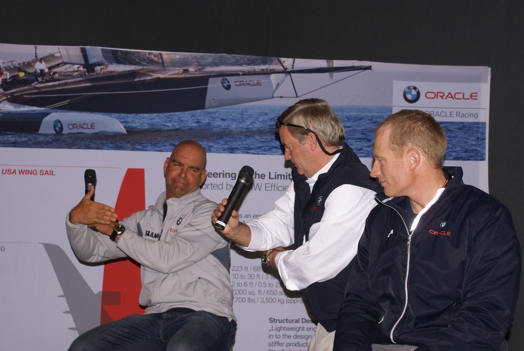 Tom Ehman involved in every America&rsquo;s Cup since 1983, make a point in the presentation &copy; Richard Gladwell www.photosport.co.nz