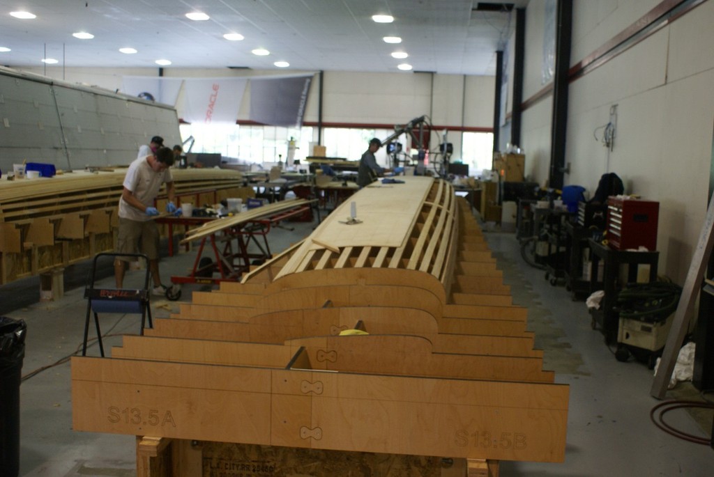 Earlier shot of AC45 male mould under construction - BMW Oracle Racing building facility - Warkworth - 16 September 2010 photo copyright Richard Gladwell www.photosport.co.nz taken at  and featuring the  class