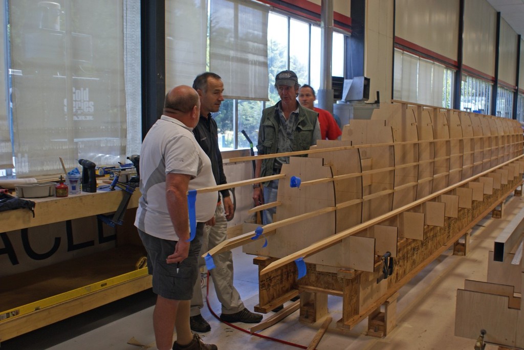 Mark Turner, Tim Smythe and the sail building team  at Core Composites - AC45 construction 5 October 2010 © Richard Gladwell www.photosport.co.nz