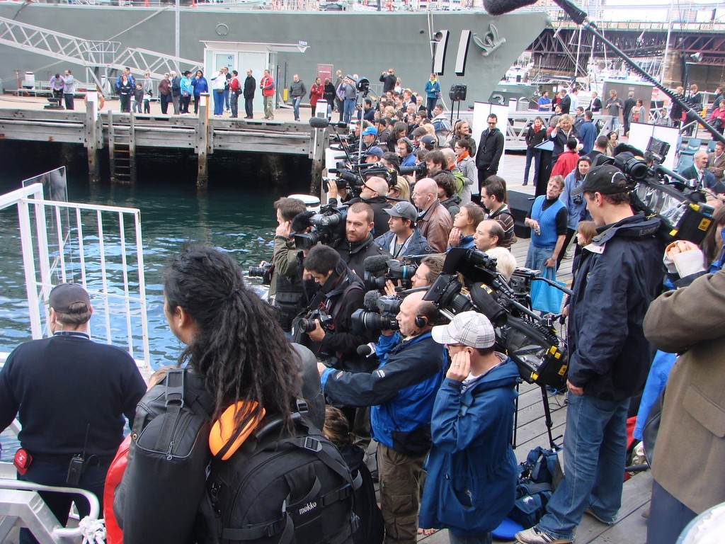 Plastiki arrival into Sydney - a media scrum that Australia’s National Maritime Museum hadn’t seen for a long time © BW Studios
