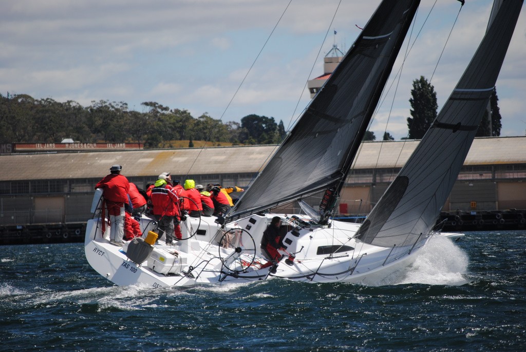The Fork in the Road (Gary Smith) finishing last year’s L2H race - Tasports 63rd Maria Island Yacht Race  ©  Andrea Francolini Photography http://www.afrancolini.com/