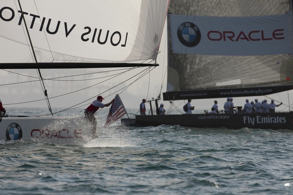 Louis Vuitton Trophy, Dubai - November 2010. BMW Oracle Racing vs Emirates Team NZ © BMW Oracle Racing Photo Gilles Martin-Raget http://www.bmworacleracing.com