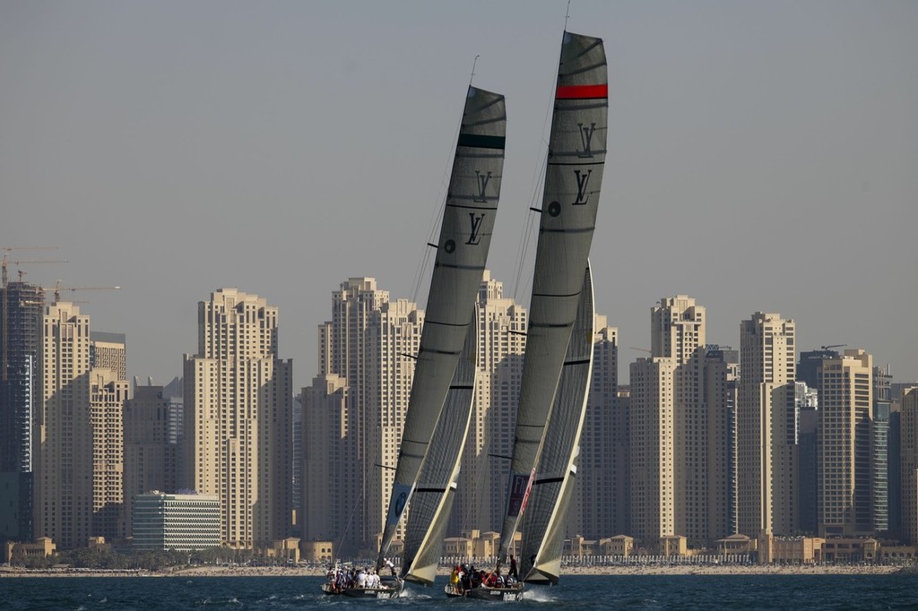 Louis Vuitton Trophy, Dubai - November 2010. BMW Oracle Racing vs Emirates Team NZ © BMW Oracle Racing Photo Gilles Martin-Raget http://www.bmworacleracing.com