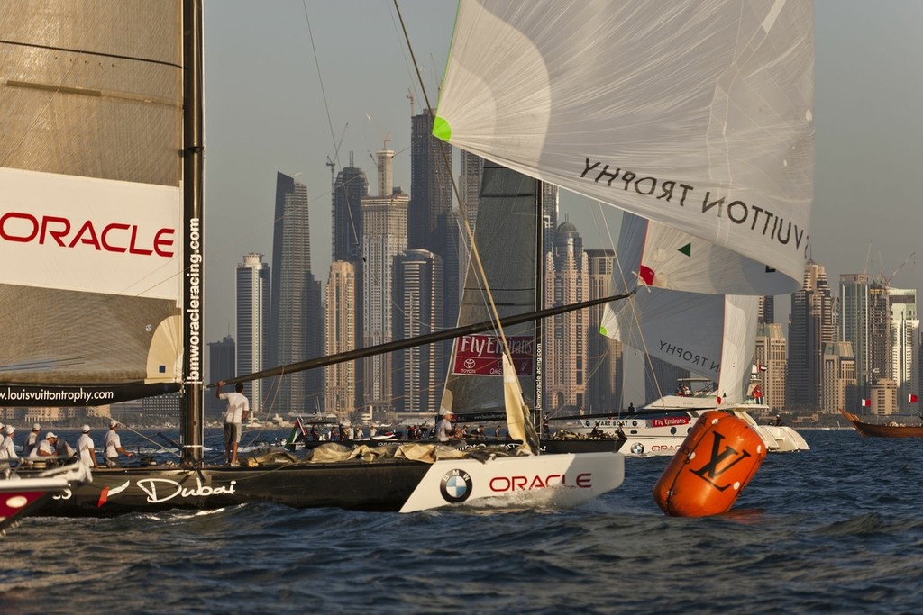 Louis Vuitton Trophy, Dubai - November 2010. BMW Oracle Racing vs Emirates Team NZ © BMW Oracle Racing Photo Gilles Martin-Raget http://www.bmworacleracing.com