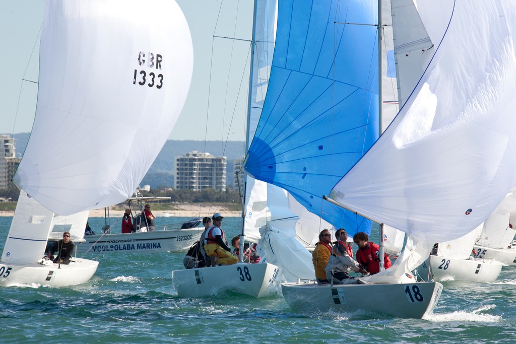 First top mark action,  race 1, Etchells Australasian Winter Championship 2011 © Kylie Wilson Positive Image - copyright http://www.positiveimage.com.au/etchells