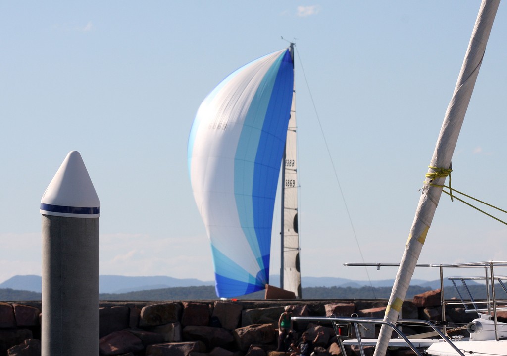 Finish line just beyond marina wall Newcastle Port Stephens Race 2011 photo copyright Sail Port Stephens Event Media taken at  and featuring the  class