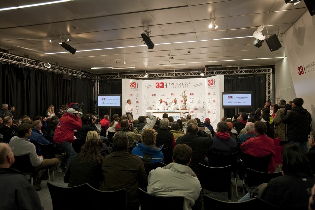 The America’s Cup pulls media interest like no other sailing event. © BMW Oracle Racing Photo Gilles Martin-Raget http://www.bmworacleracing.com