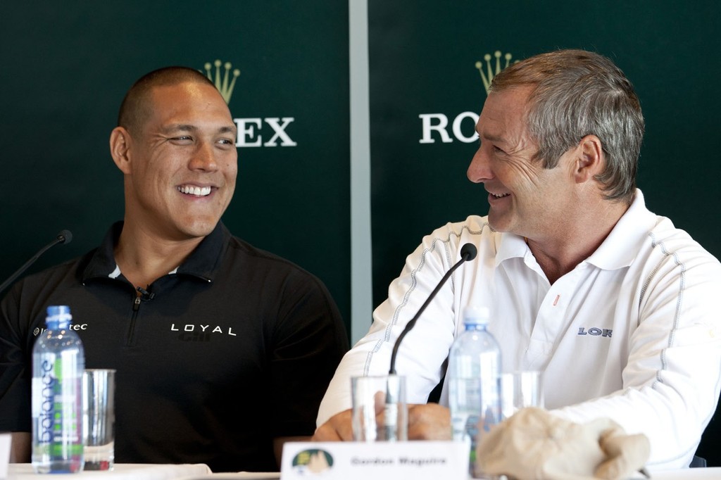 Rolex Sydney to Hobart 2010 press conference at Cruising Yacht Club of Australia, Sydney (AUS) - 23 Nov 2010<br />
left: Geoff Huegill and Gordon Maguire ©  Andrea Francolini / Rolex http://www.afrancolini.com